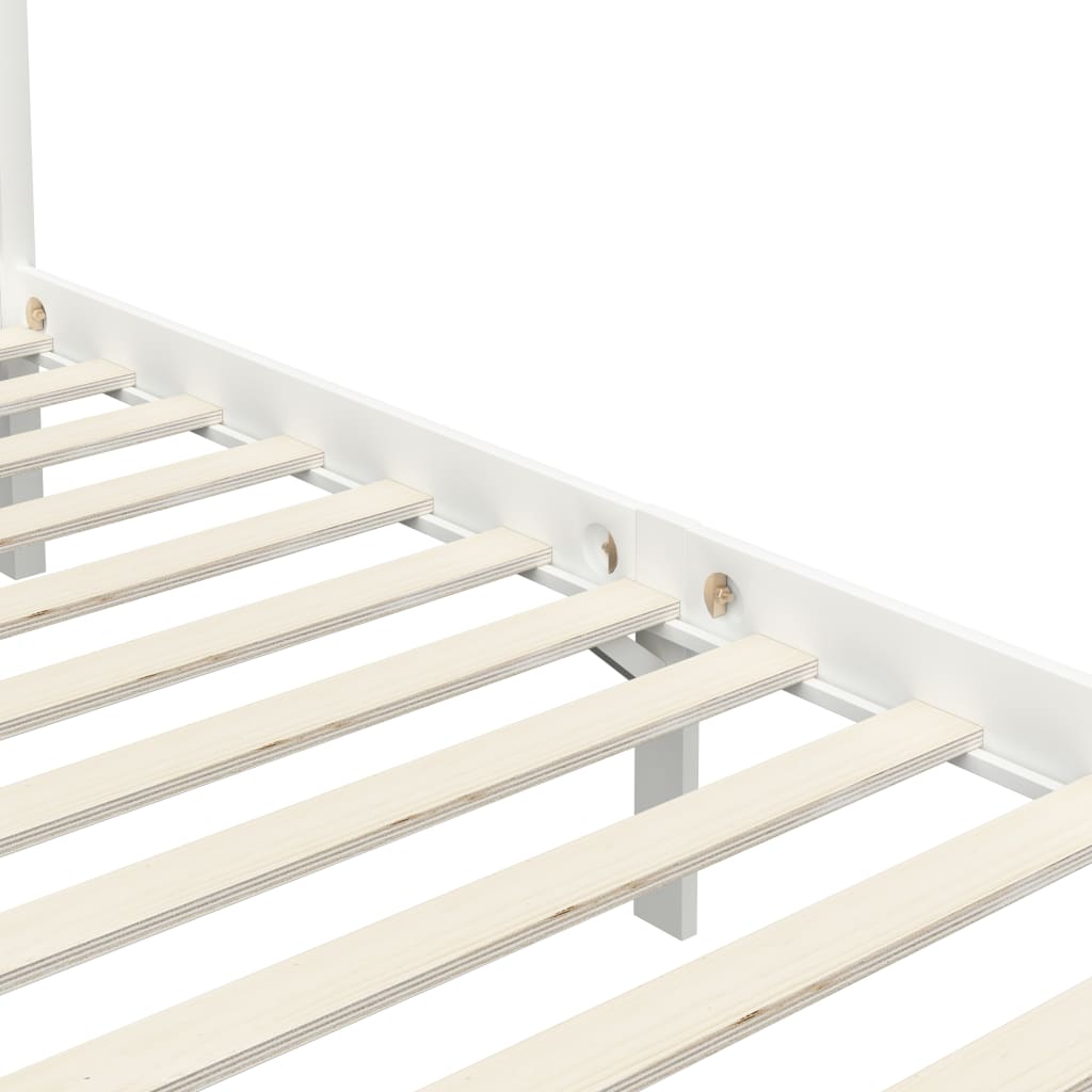 Estrutura de cama com toldo 100x200 cm pinho maciço branco - Image 5