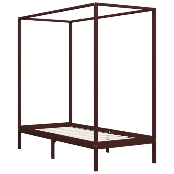 Estrutura cama com toldo 90x200 cm pinho maciço castanho-escuro - Image 2