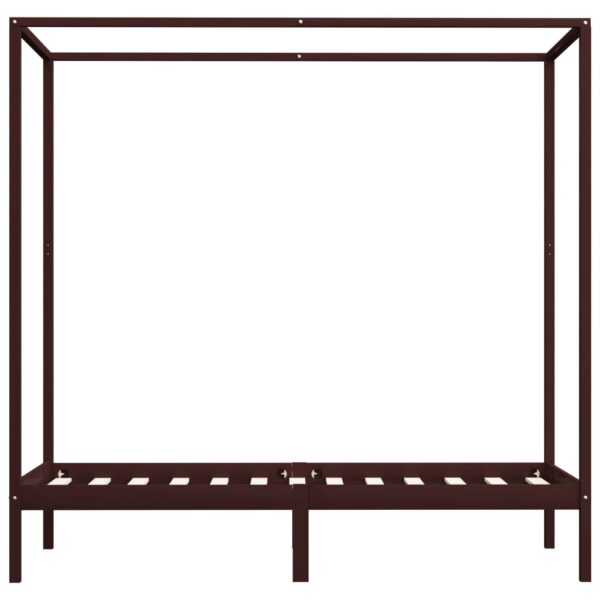 Estrutura cama com toldo 90x200 cm pinho maciço castanho-escuro - Image 3