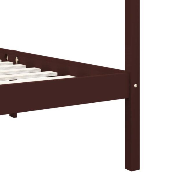 Estrutura cama com toldo 90x200 cm pinho maciço castanho-escuro - Image 6