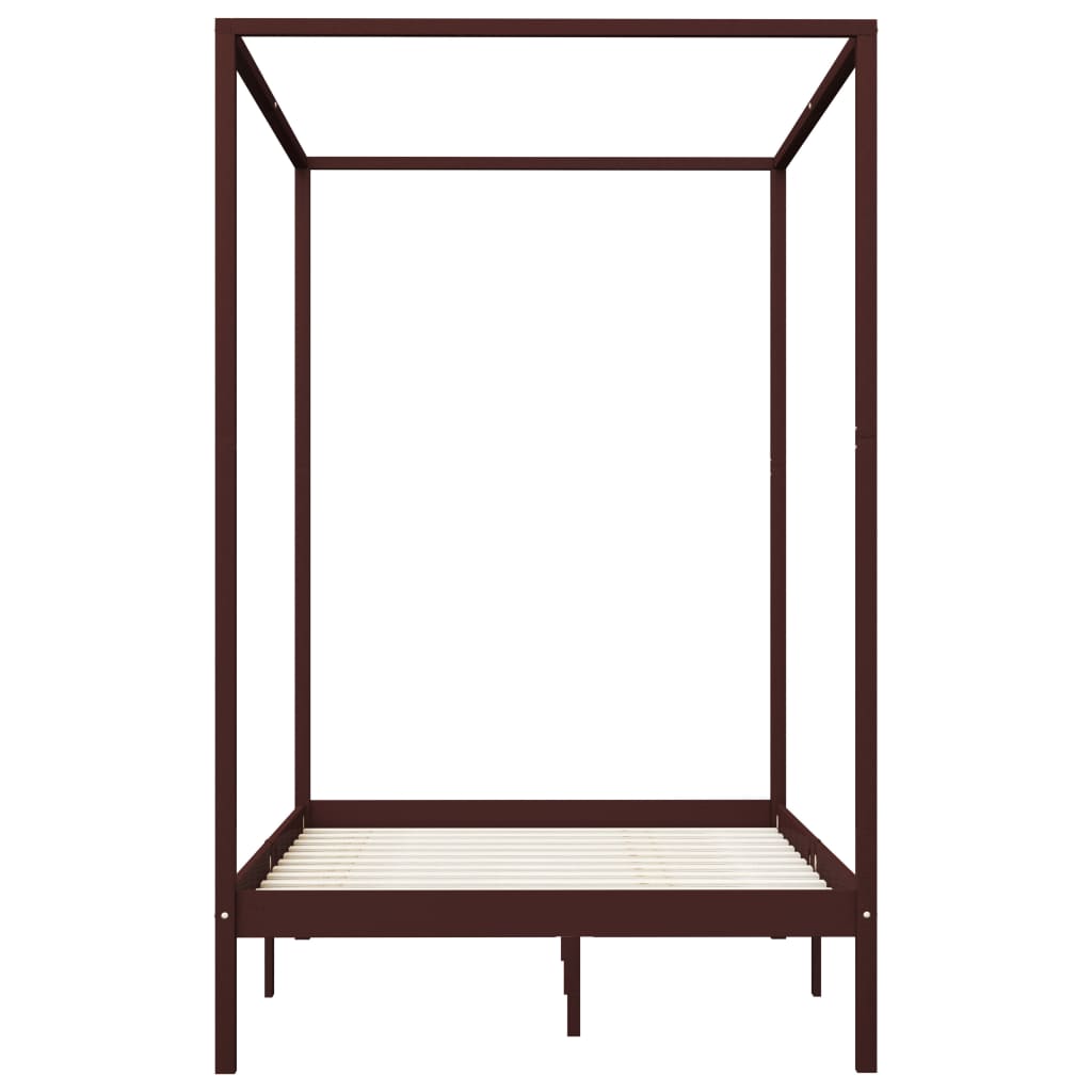 Estrutura cama com toldo 120x200cm pinho maciço castanho-escuro - Image 4