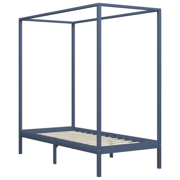 Estrutura de cama com toldo 100x200 cm pinho maciço cinzento - Image 2