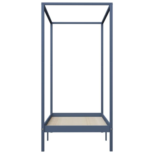 Estrutura de cama com toldo 100x200 cm pinho maciço cinzento - Image 3