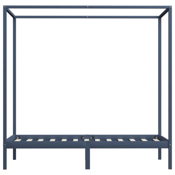 Estrutura de cama com toldo 100x200 cm pinho maciço cinzento - Image 4