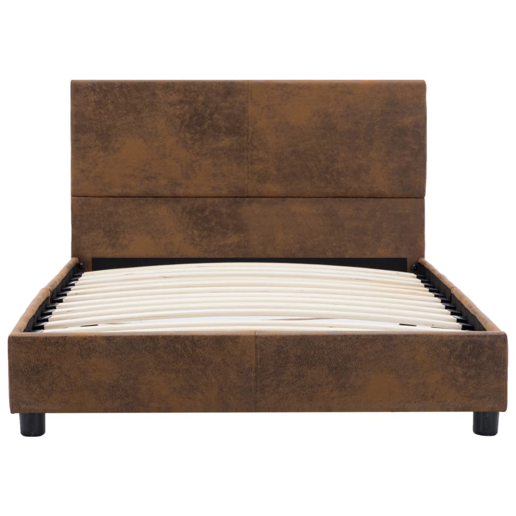 Estrutura de cama 90x200 cm camurça artificial castanho - Image 3