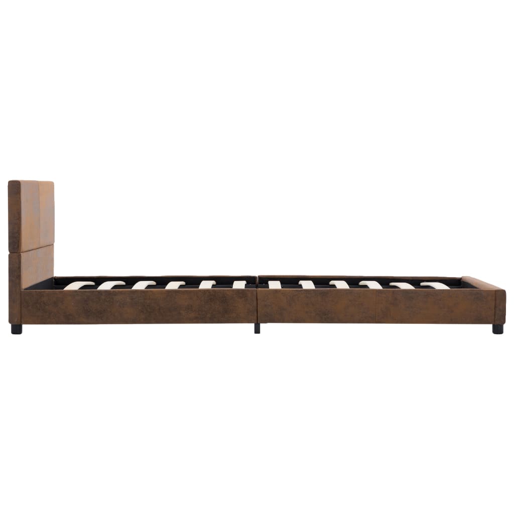 Estrutura de cama 90x200 cm camurça artificial castanho - Image 4
