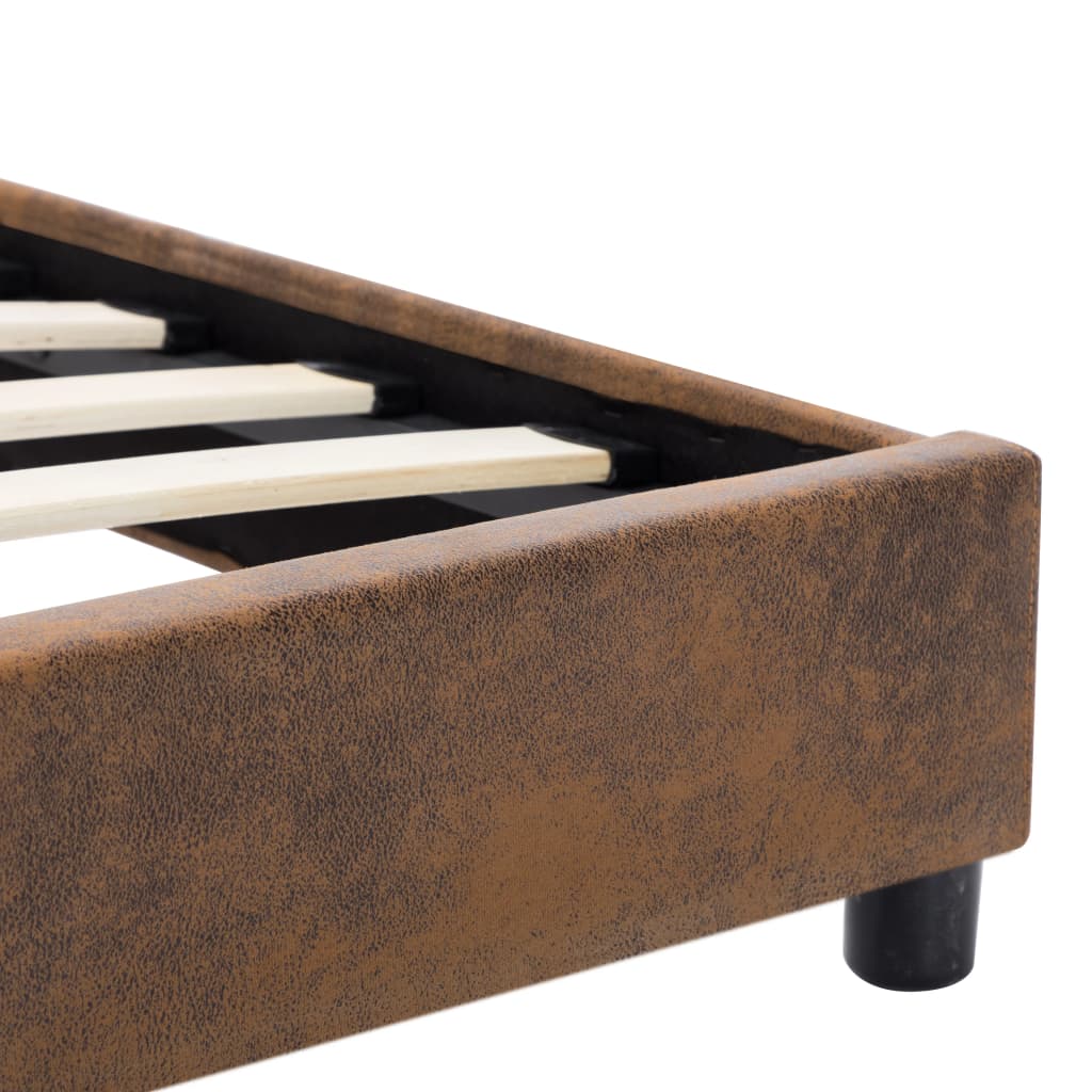 Estrutura de cama 90x200 cm camurça artificial castanho - Image 5