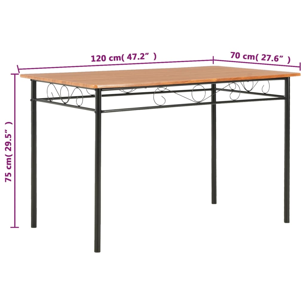 Mesa de jantar 120x70x75 cm MDF castanho - Image 8