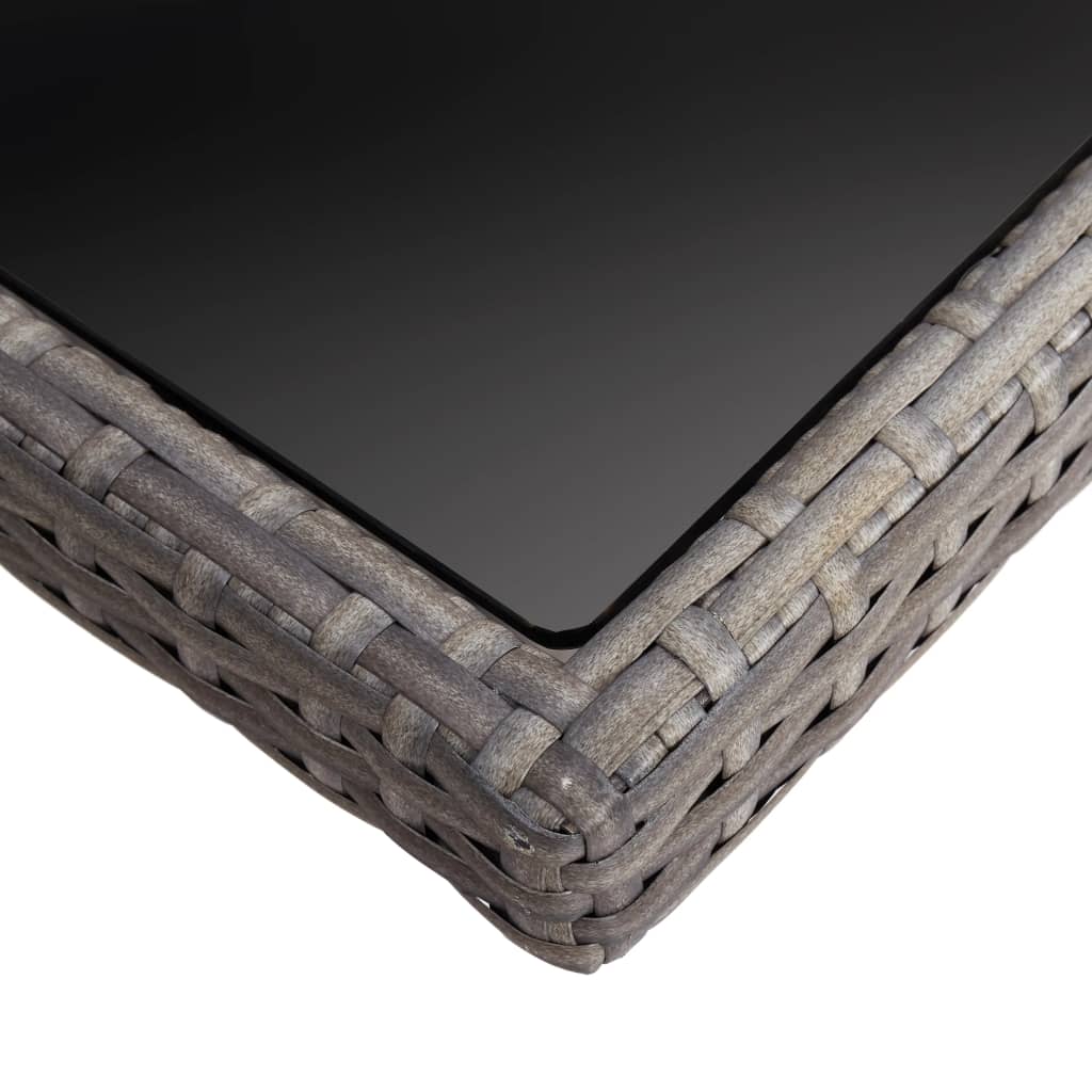 Mesa de jantar para exterior vime PE e vidro cinzento - Image 3