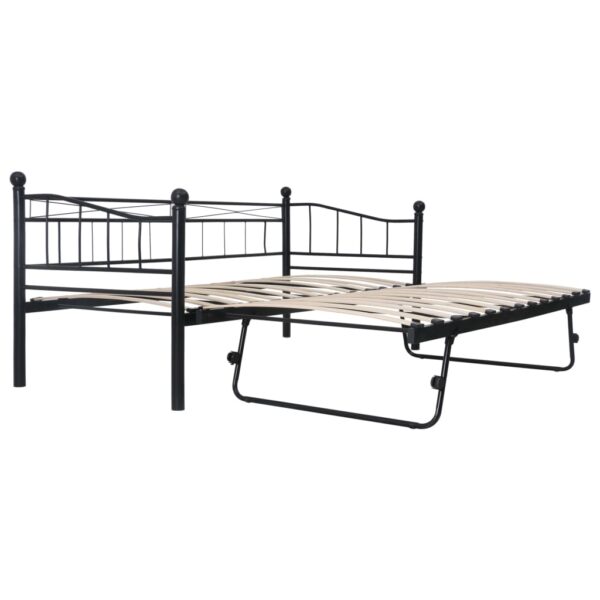 Estrutura de cama em aço 180x200/90x200 cm preto - Image 2