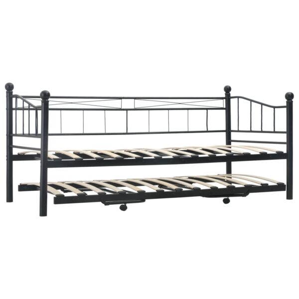 Estrutura de cama em aço 180x200/90x200 cm preto - Image 3