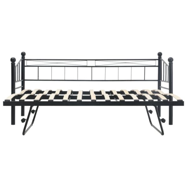 Estrutura de cama em aço 180x200/90x200 cm preto - Image 5
