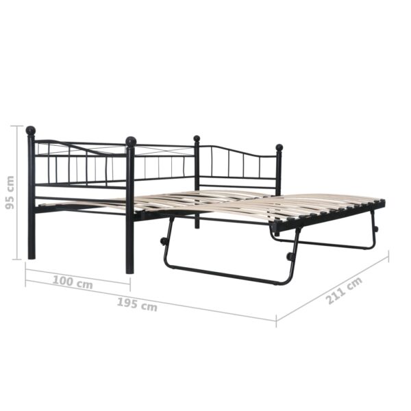 Estrutura de cama em aço 180x200/90x200 cm preto - Image 8