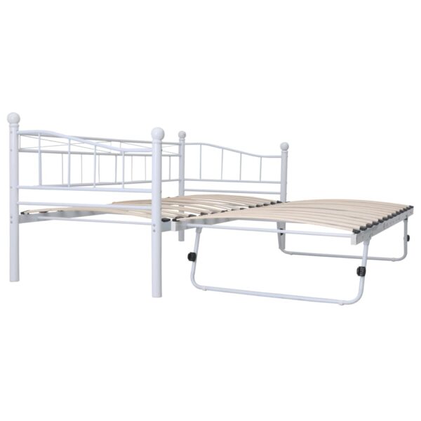 Estrutura de cama em aço 180x200/90x200 cm branco - Image 2