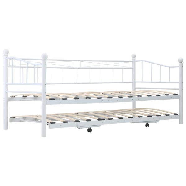 Estrutura de cama em aço 180x200/90x200 cm branco - Image 3