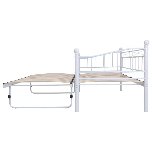 Estrutura de cama em aço 180x200/90x200 cm branco - Image 4