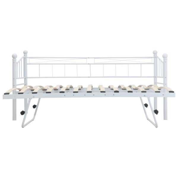 Estrutura de cama em aço 180x200/90x200 cm branco - Image 5