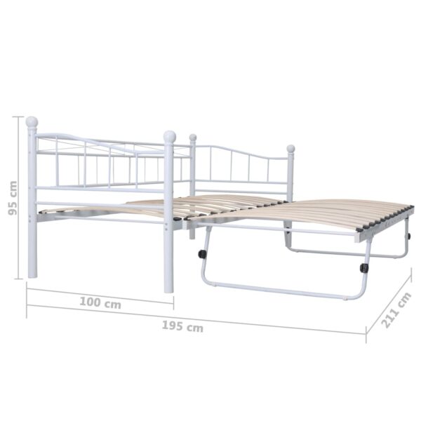 Estrutura de cama em aço 180x200/90x200 cm branco - Image 8