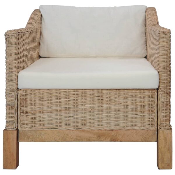 3 pcs conjunto de sofás com almofadões vime natural - Image 2