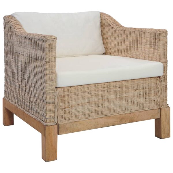 3 pcs conjunto de sofás com almofadões vime natural - Image 3