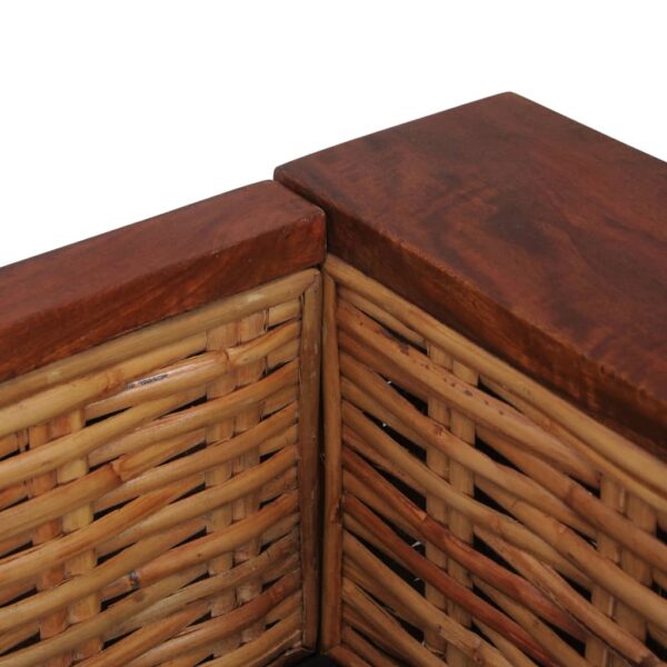 2 pcs conjunto de sofás com almofadões vime natural castanho - Image 12