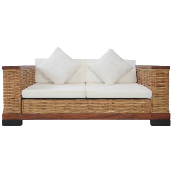 3 pcs conjunto de sofás com almofadões vime natural castanho - Image 7