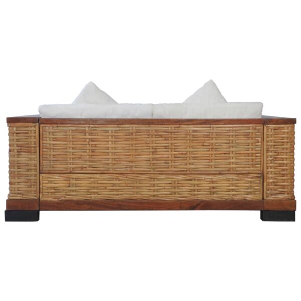 3 pcs conjunto de sofás com almofadões vime natural castanho - Image 8