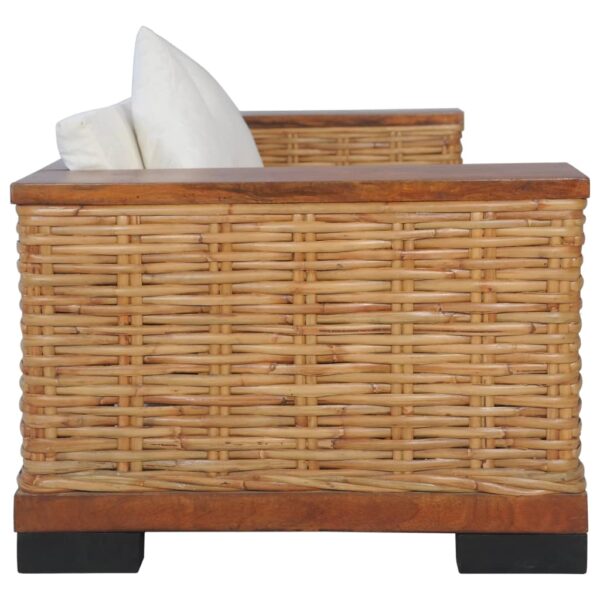 3 pcs conjunto de sofás com almofadões vime natural castanho - Image 9