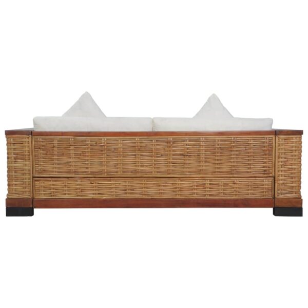 2 pcs conjunto de sofás com almofadões vime natural castanho - Image 11