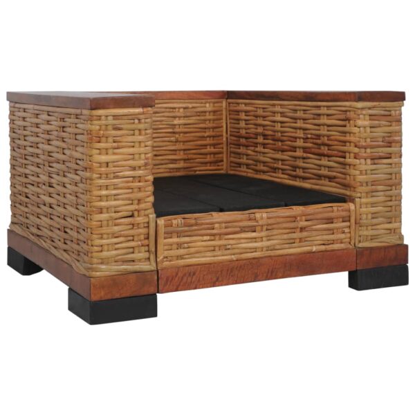 2 pcs conjunto de sofás com almofadões vime natural castanho - Image 3