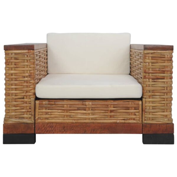 2 pcs conjunto de sofás com almofadões vime natural castanho - Image 4