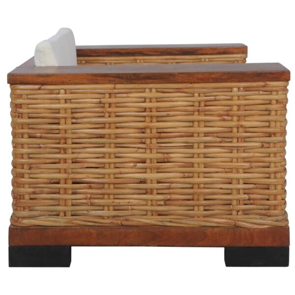 2 pcs conjunto de sofás com almofadões vime natural castanho - Image 5