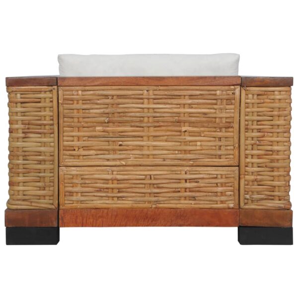 2 pcs conjunto de sofás com almofadões vime natural castanho - Image 6