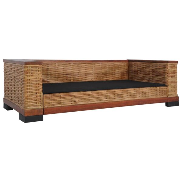 2 pcs conjunto de sofás com almofadões vime natural castanho - Image 8
