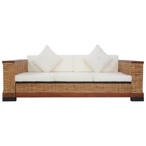 2 pcs conjunto de sofás com almofadões vime natural castanho - Image 9