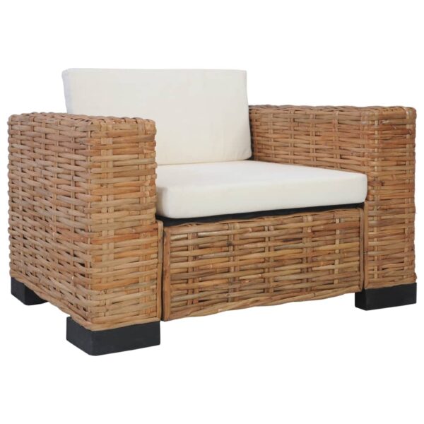 2 pcs conjunto de sofás com almofadões vime natural - Image 2