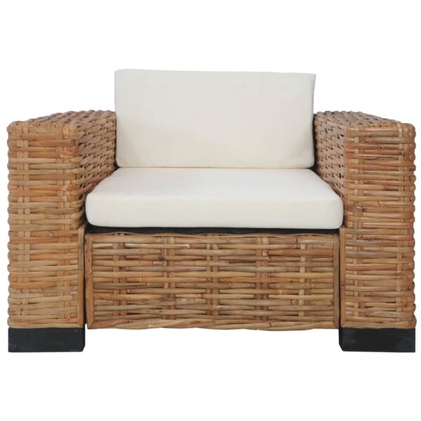 2 pcs conjunto de sofás com almofadões vime natural - Image 3