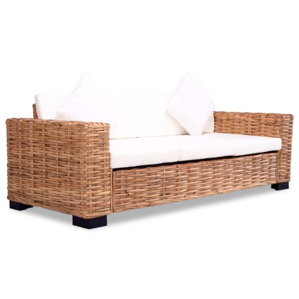 2 pcs conjunto de sofás com almofadões vime natural - Image 7