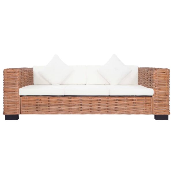 2 pcs conjunto de sofás com almofadões vime natural - Image 8