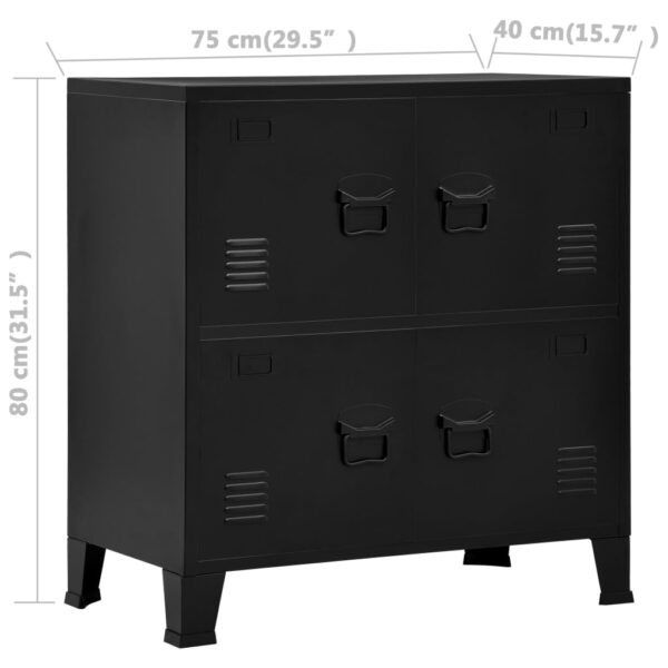 Aparador de arrumação industrial 75x40x80 cm aço preto - Image 7