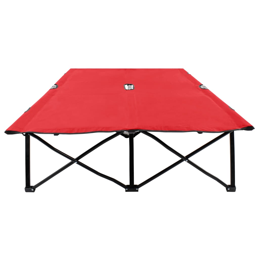 Espreguiçadeira/cama dobrável para 2 pessoas aço vermelho - Image 3
