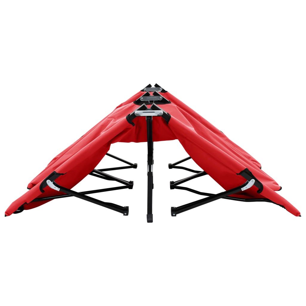 Espreguiçadeira/cama dobrável para 2 pessoas aço vermelho - Image 4