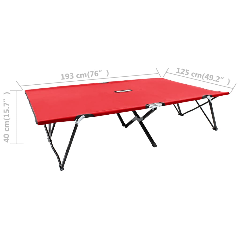 Espreguiçadeira/cama dobrável para 2 pessoas aço vermelho - Image 8