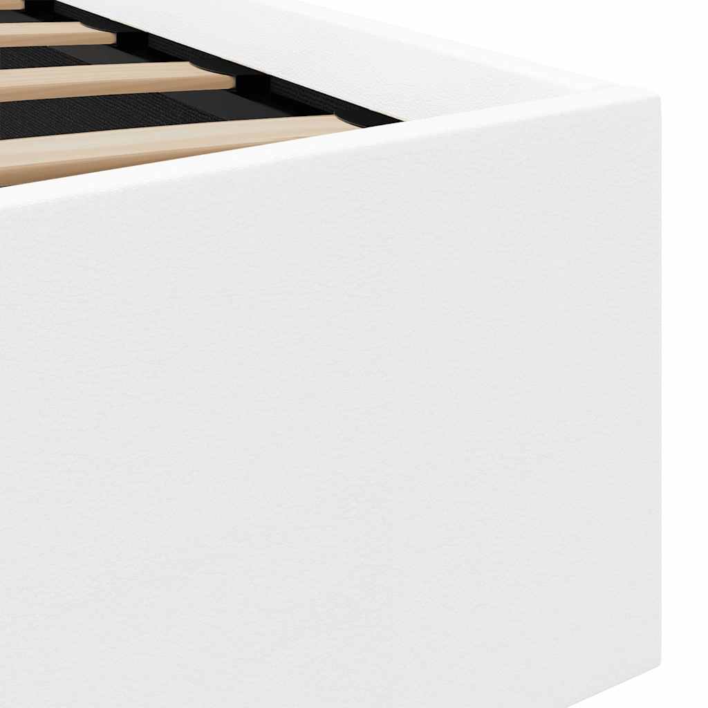 Cama hidráulica c/ arrumação LED 180x200 cm couro artif. branco - Image 9