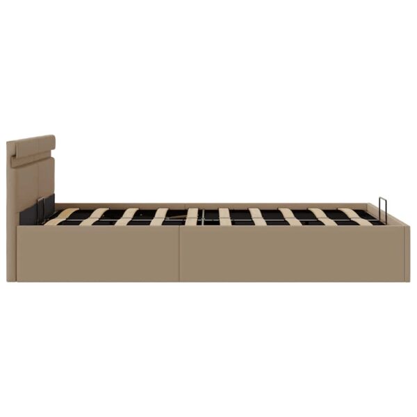 Cama hidrául. arrumação e LED 140x200cm couro artif. cappuccino - Image 6