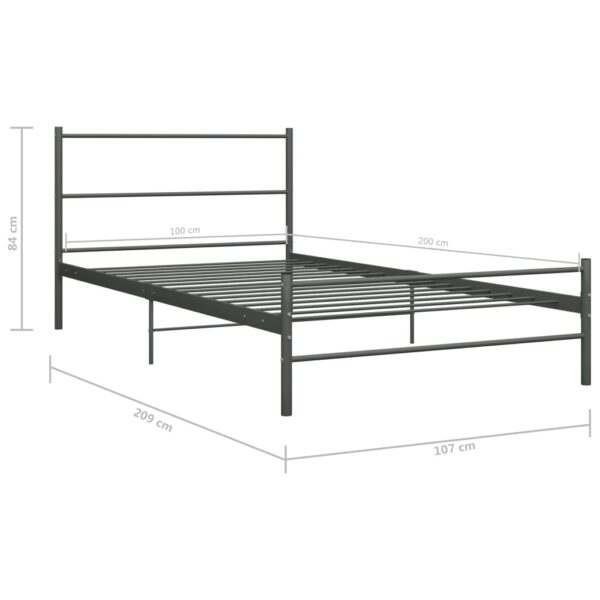 Estrutura de cama 100x200 cm metal cinzento - Image 7