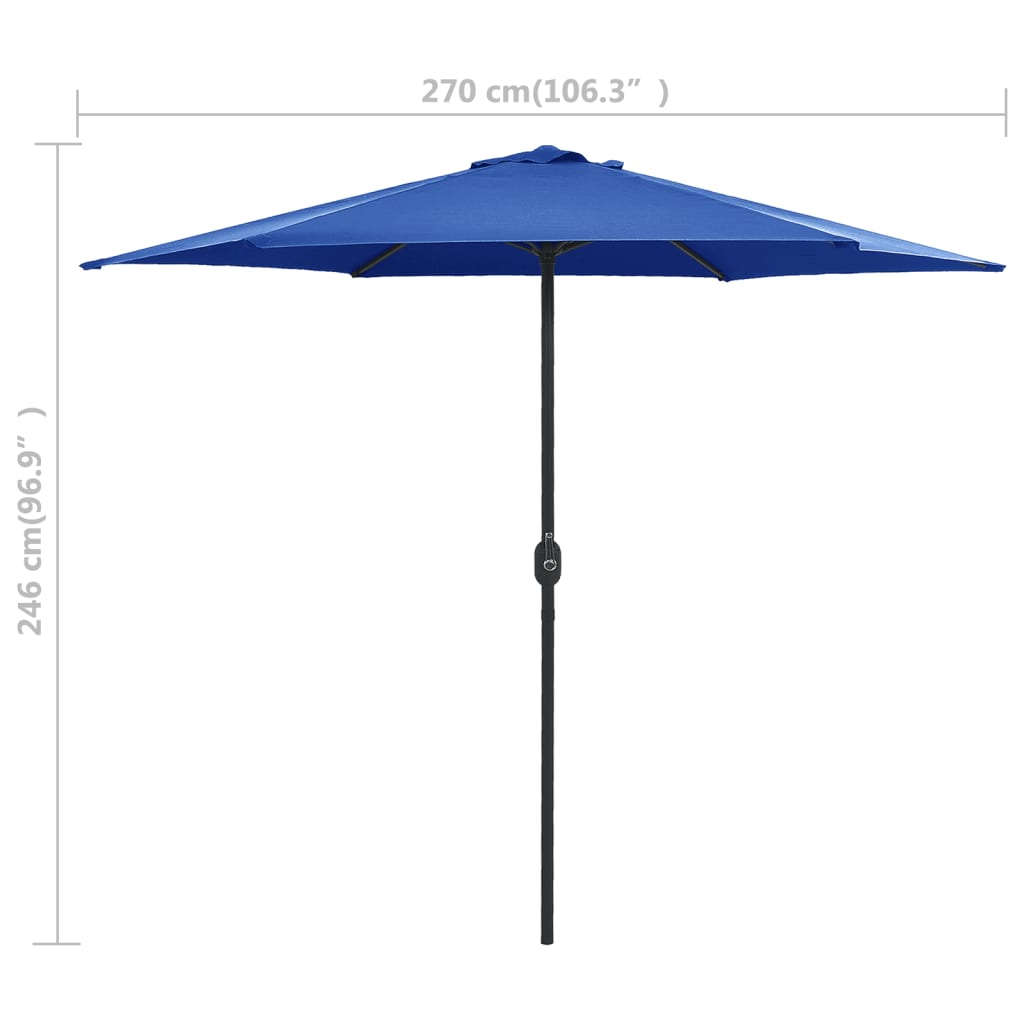 Guarda-sol de jardim com poste alumínio 270x246 cm azul-ciano - Image 7