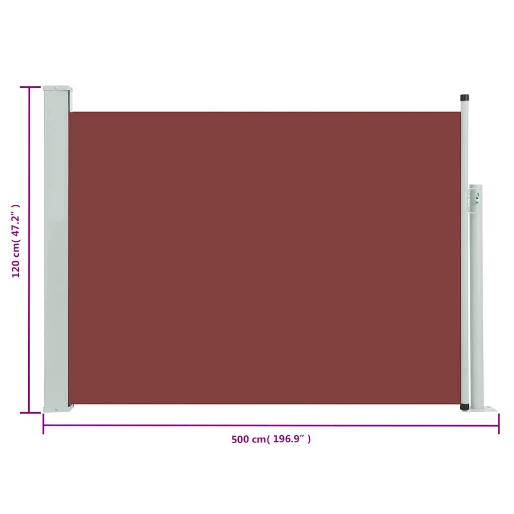 Toldo lateral retrátil para pátio 120x500 cm castanho - Image 7