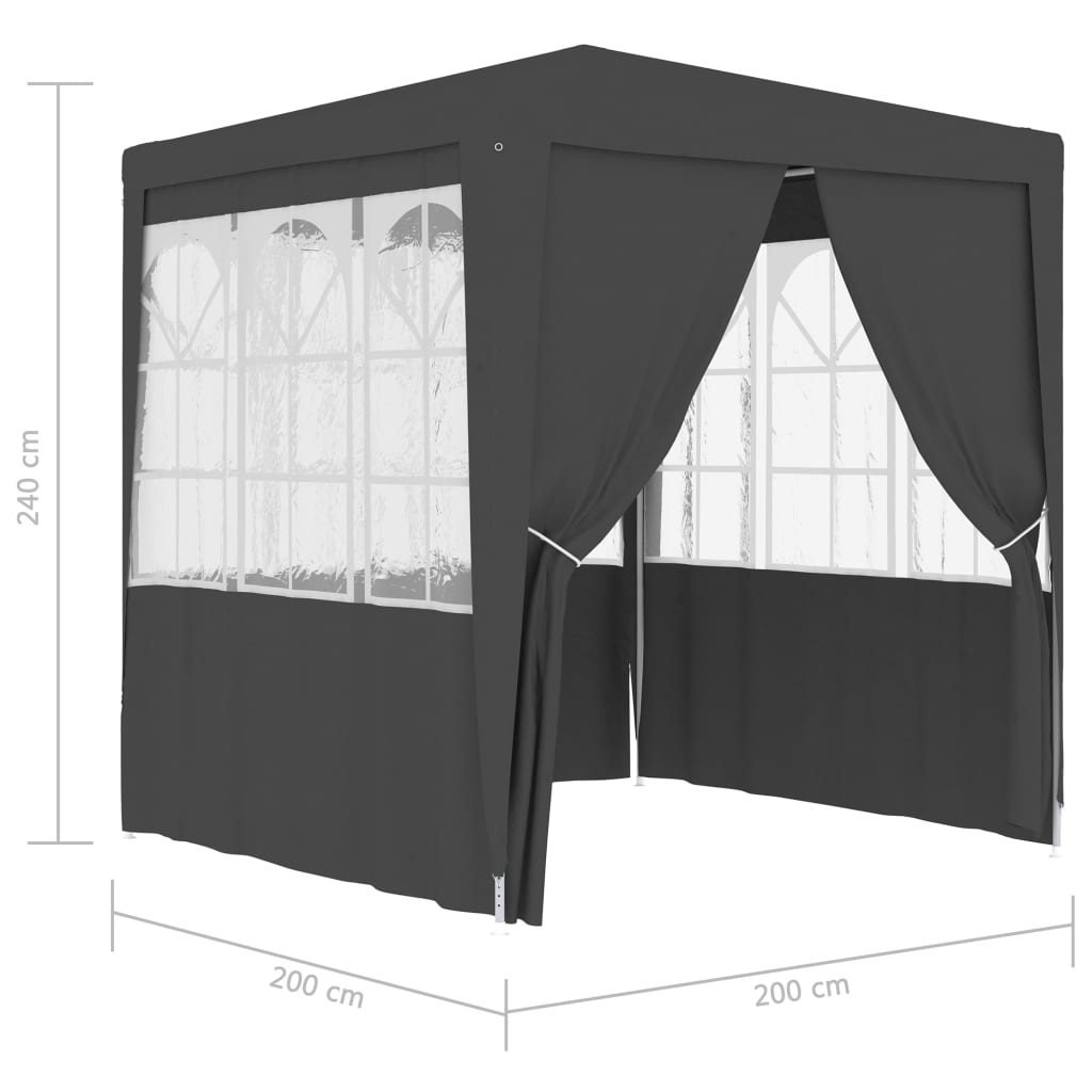 Tenda festas com paredes laterais 2x2m 90g/m² antracite - Image 8