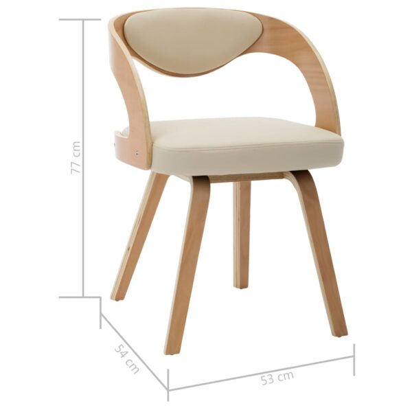 Cadeiras jantar 6 pcs madeira curvada e couro artificial creme - Image 6
